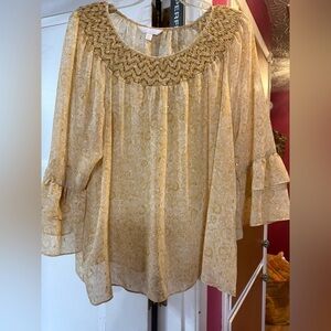 LC Lauren Conrad Gold Patterned Blouse